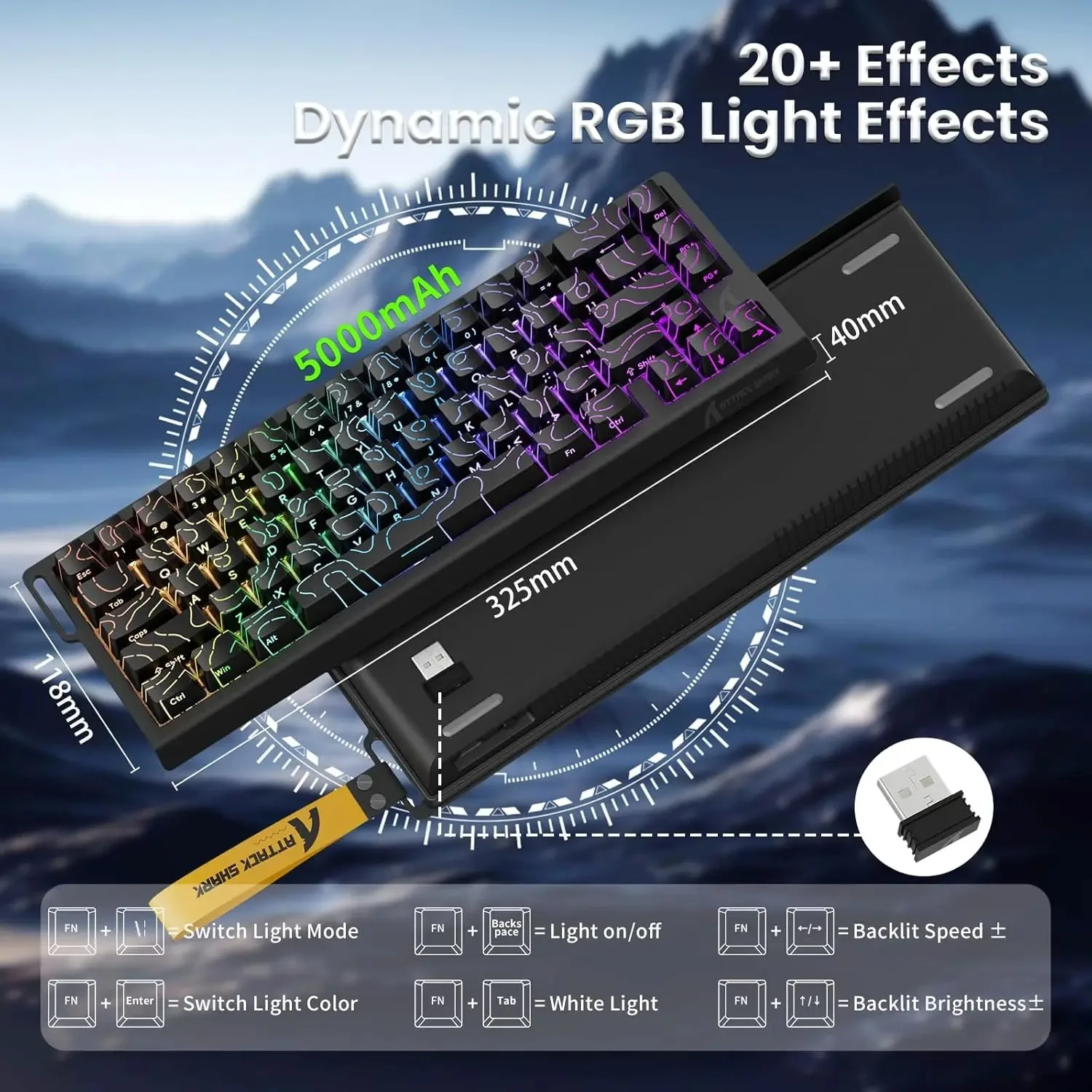 Keyboard Gaming Mac - Teclado inalámbrico para juegos Attack Shark