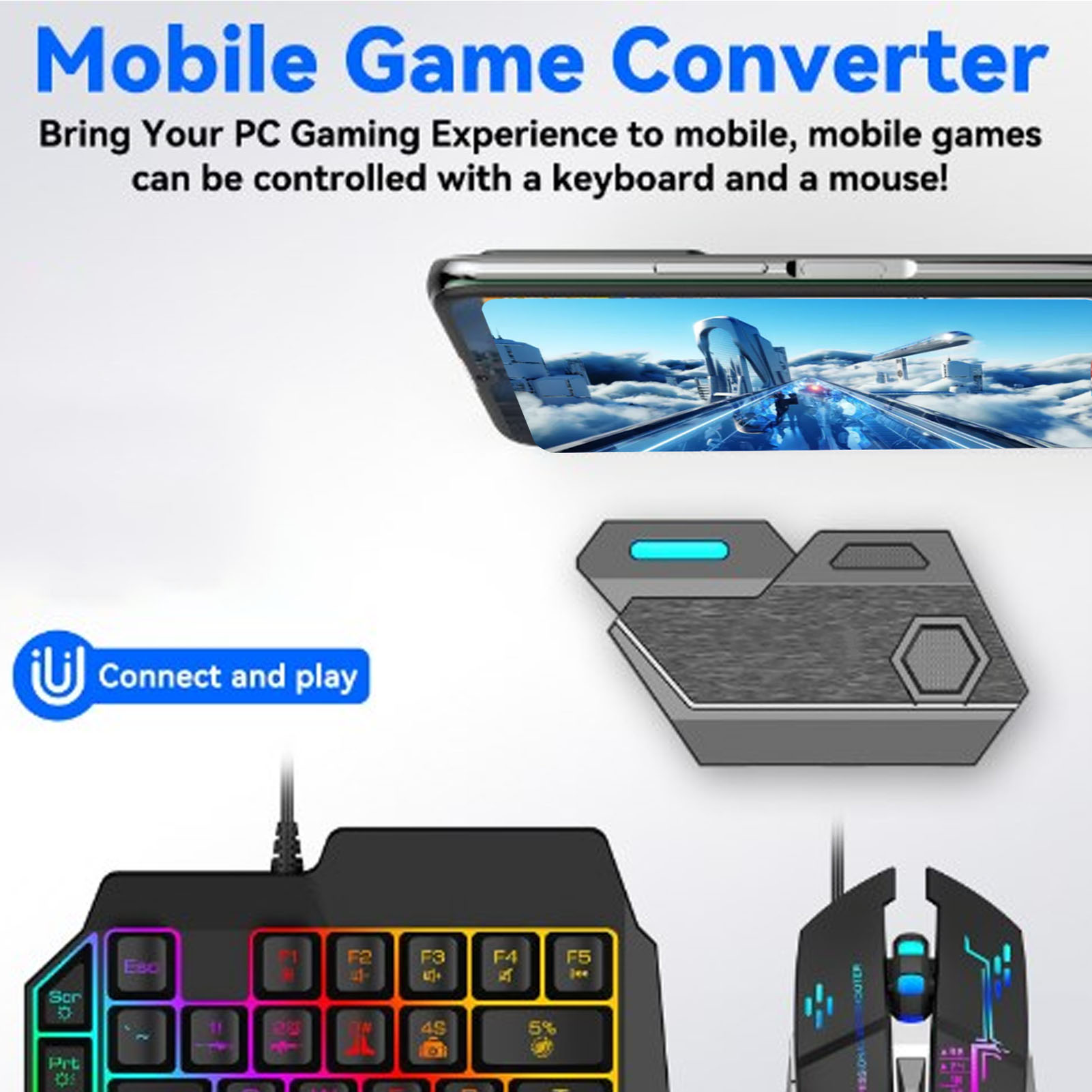 Gaming Keyboard And Mouse Mobile - Paquete combinado de juegos para móvil,
