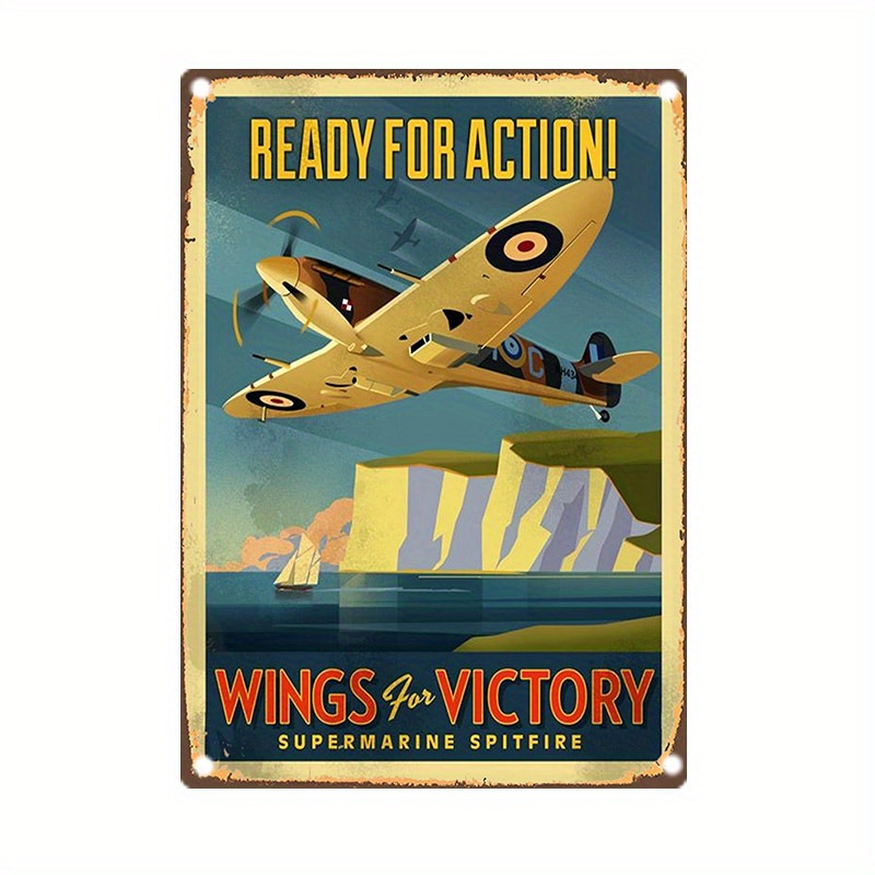 Brass Weight Plate - Letrero metálico vintage Supermarine Spitfire, arte