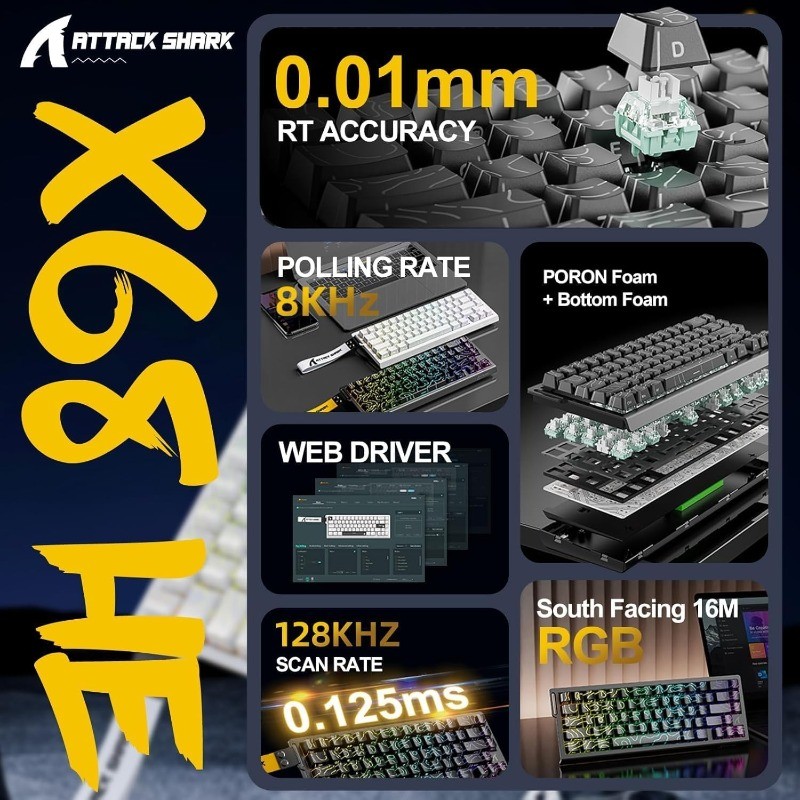 Teclado ATTACK SHARK X68 HE 80 - Keyboard Gaming Mac reseña y precio
