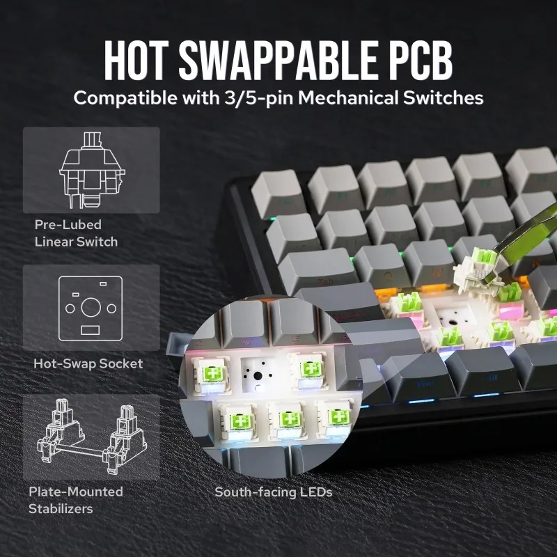 Teclado Mecánico AULA F75 Max, - Gasket Mount Kit reseña y precio