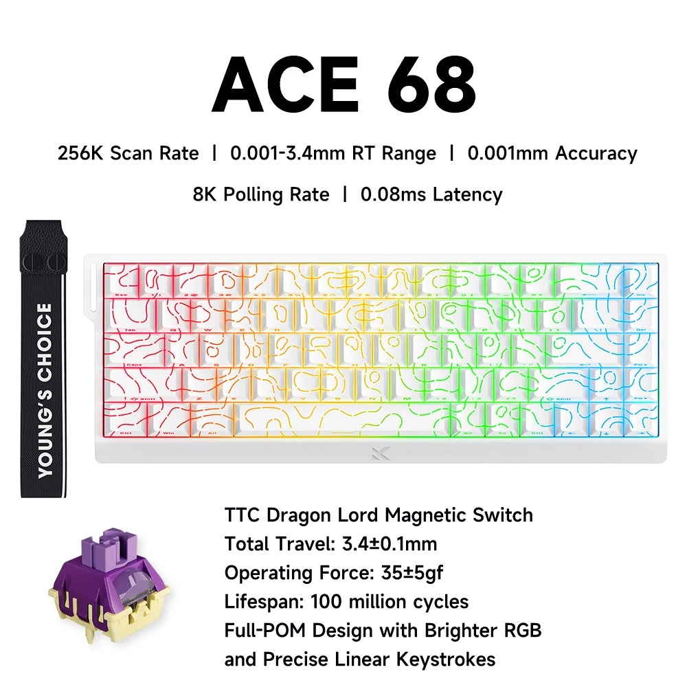 MCHOSE ACE 68 interruptor magn - Gaming Keyboard Hall Effect Switches reseña y precio